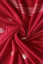 Handwoven Cherry Red Yantra Jamdani Dupatta with Traditional Motifs