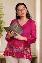 Handwoven Fuchsia Pink Jamdani Top for Casual Everyday Wear