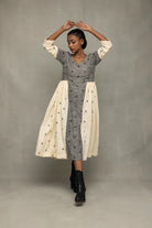 Handwoven Greyscape South Cotton Dress with Traditional Weave