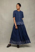 Handwoven Navy Blue Meadow Jamdani Skord for Casual Everyday Wear