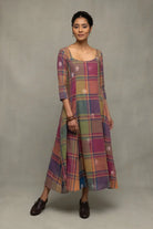 Handwoven Pure Cotton Jamdani Dress with Shalpa Lotus Motifs