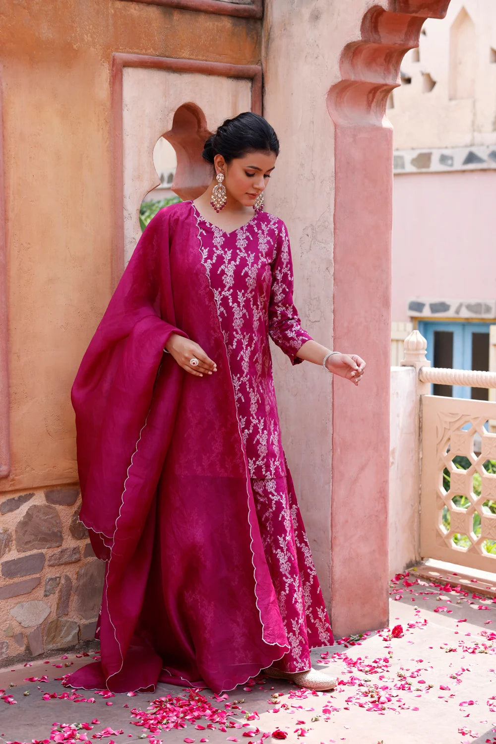 Handwoven Purple Pure Silk Banarasi Sharara with Dupatta for Wedding Wear
