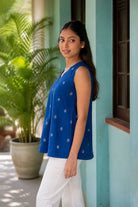 Handwoven Royal Blue South Cotton Top for Casual Everyday Wear