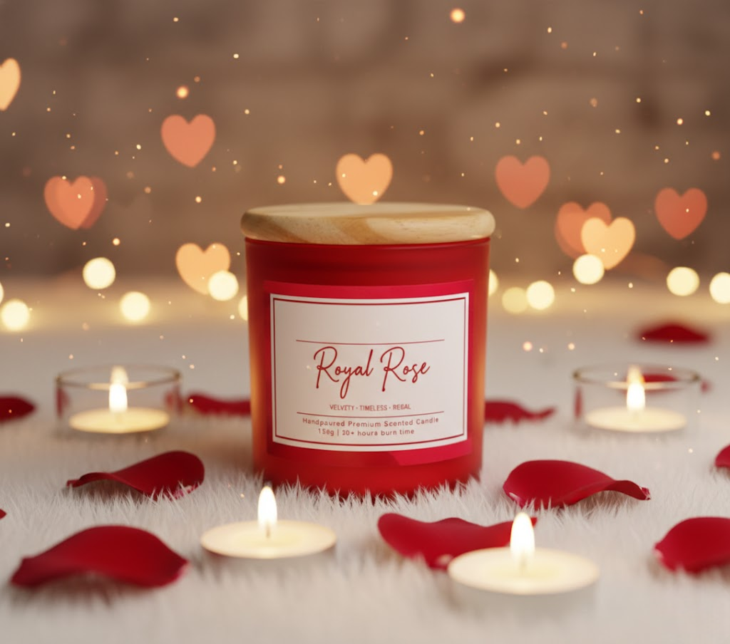 Velvet Ember Candle – Luxury Red Glass Candle | Artecasa - https://artecasa.in/