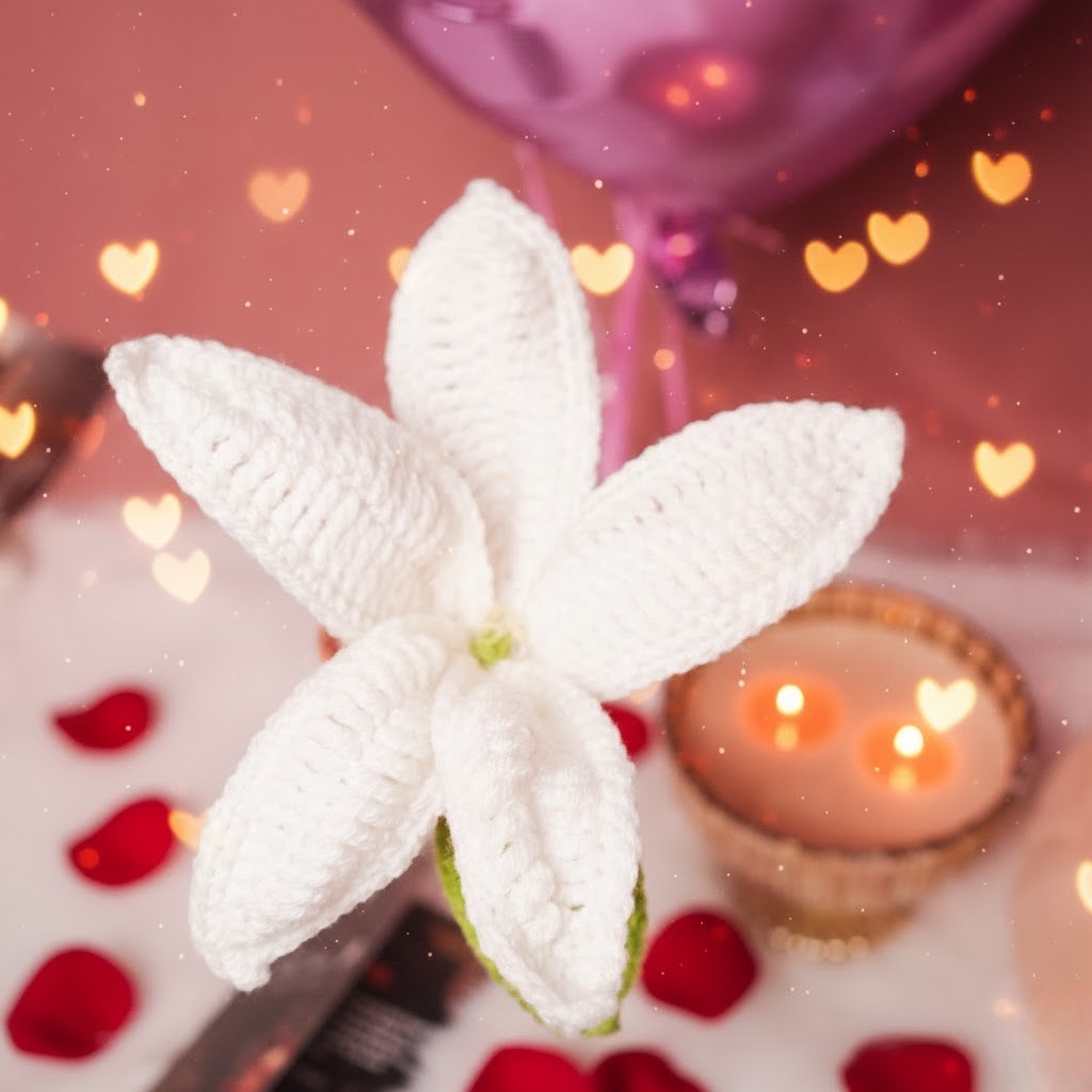 Handcrafted Crochet Lily – White Forever Flower | ArteCasa - https://artecasa.in/
