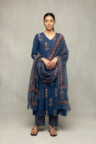 All collectionsIndigo Hand Block Printed Kurta Set with Dupatta