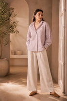 Lavender Pure Cotton Embroidered Shirt