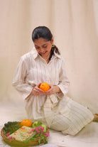 Lightweight Breathable Cream Everyday Cotton Shirt Dress for Casual Wear