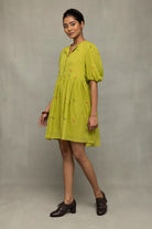 Lightweight Breathable Green Pakhi Jamdani Dress for Everyday Wear