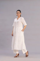 Lightweight Breathable Ivory Jamdani Slit Co-ord Set for Everyday Wear