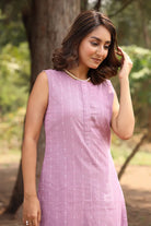 Lightweight Breathable Lavender White Polka Dots Cotton Kurta Set for Everyday Wear