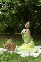 Lightweight Breathable Lemon Green Stripes Pure Cotton Co-ord Set for Everyday Wear