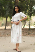 Lightweight Breathable Pearl White Jamdani Cotton Dress for Everyday Wear