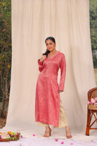 Lightweight Breathable Pink and Cream Khadi Cotton Co-ord Set for Everyday Wear