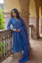 Lightweight Breathable Sky Blue Pure Cotton Jamdani Kurta Set for Everyday Wear