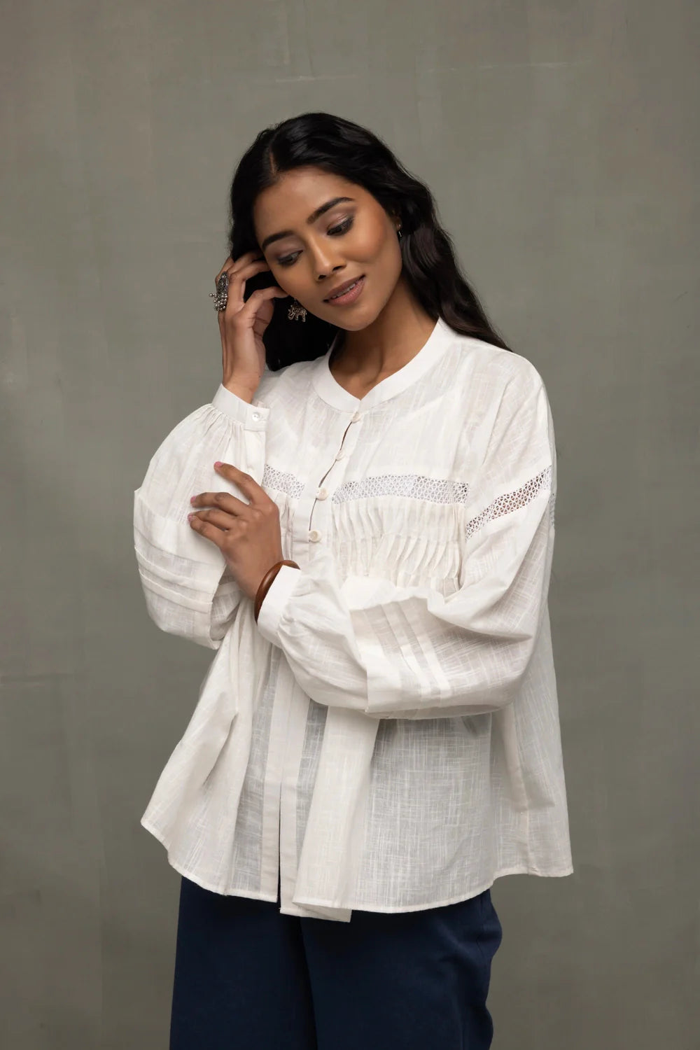 Lightweight Breathable White Breezy Relaxed Fit Top for Everyday Wear