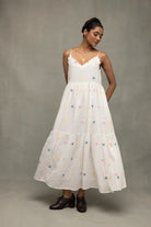 Lightweight Breathable White Gulrang Jamdani Dress for Summer Wear