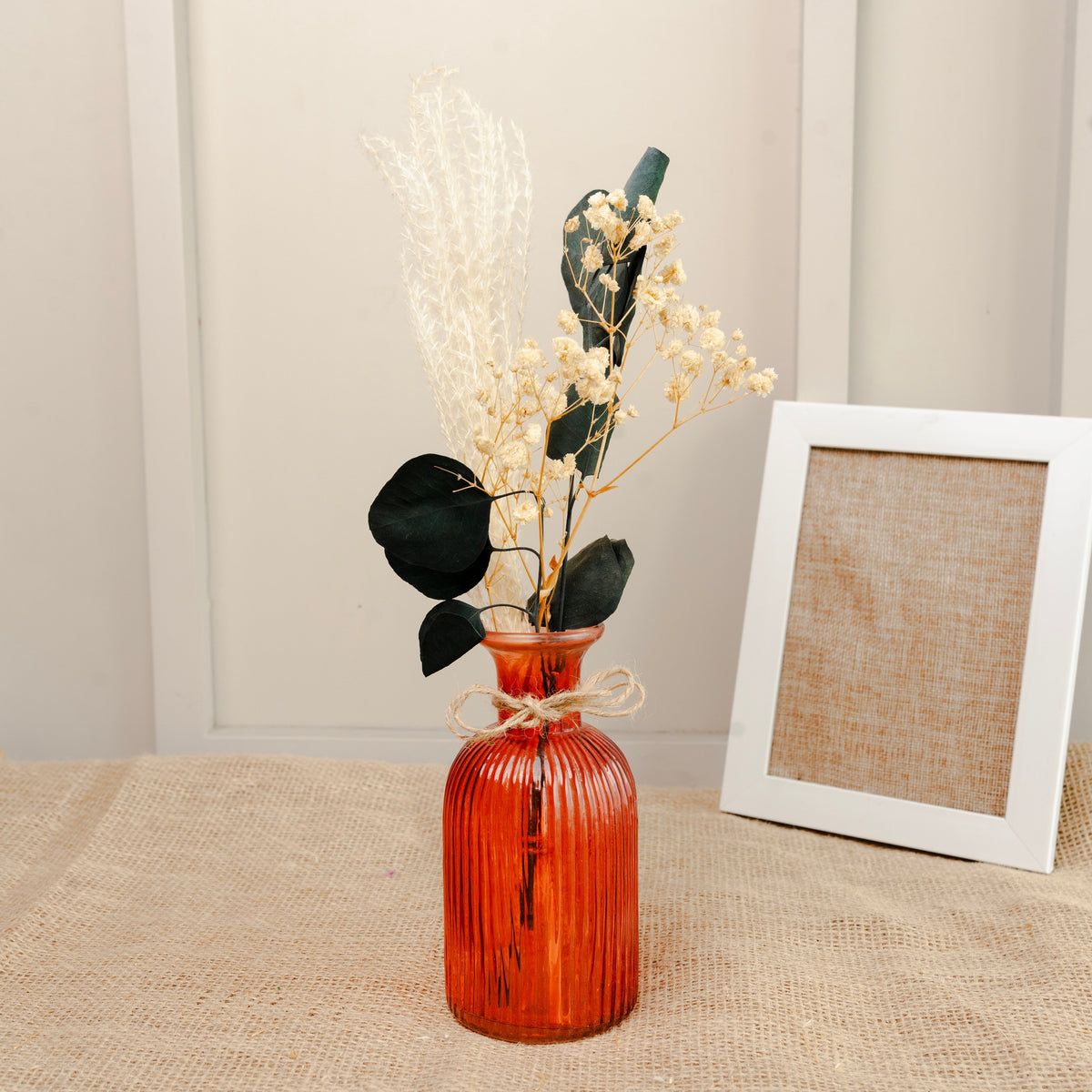 Amber Haven Large Glass Vase with Dried Flowers | Elegant Home Décor - https://artecasa.in/