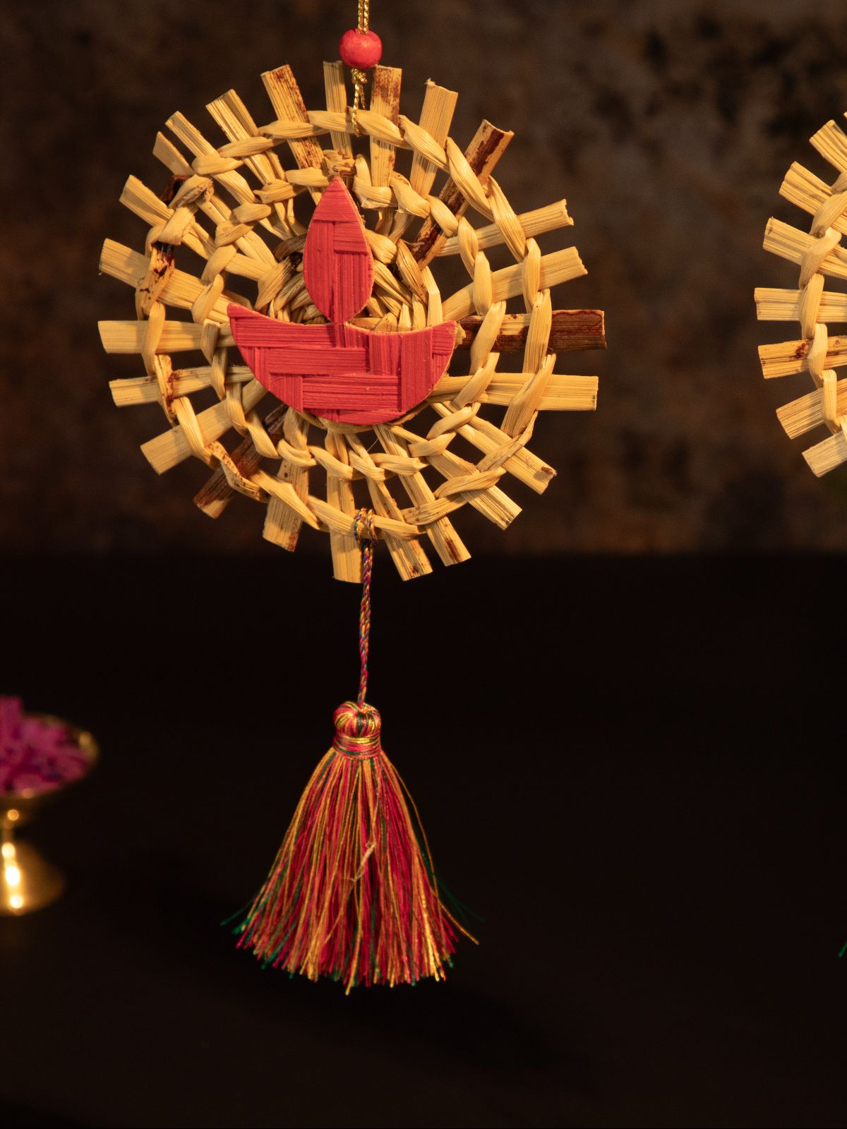 Mandala Diya Handcrafted Bamboo Hanging - Set of 2 - Greenkraft