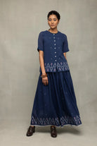Navy Blue Meadow Jamdani Skord