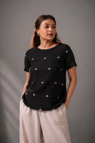 Noir Black Jamdani Top