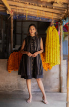 Noir Black South Cotton Dress with Shrug