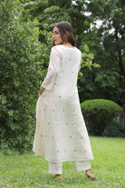 Off White Heart Jamdani Kurta Set with Romantic Motifs for Valentines Wear