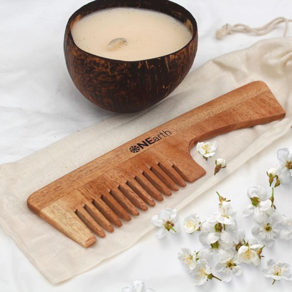 Organic Neem Wood Combs - Pack of 1 - Handle Comb - Personal