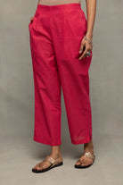 Premium Amaranth Radiance Handwoven South Cotton Kurta Set for Office Wear