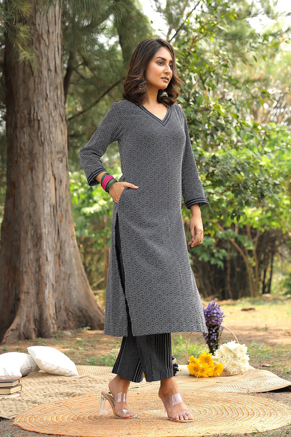 Premium Black Pure Cotton Kurta Set for Office Wear