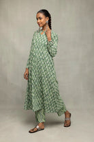 Premium Green Pure Cotton Floral Block Print Kurta Set for Casual Wear