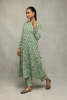 Premium Green Pure Cotton Floral Block Print Kurta Set for Casual Wear