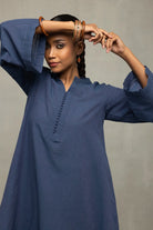 Premium Muted Navy Blue Minimalist Co-ord Set for Festive and Ethnic Wear