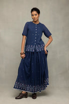 Premium Navy Blue Meadow Jamdani Skort for Office and Casual Wear