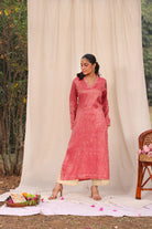Premium Pink and Cream Khadi Cotton Co-ord Set for Wedding and Festive Wear