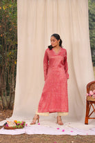Premium Pink and Cream Khadi Cotton Co-ord Set for Wedding and Festive Wear