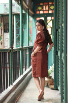 Premium Rust Radiance Jamdani Dress for Wedding and Festive Wear
