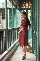 Premium Rust Radiance Jamdani Dress for Wedding and Festive Wear