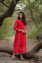 Premium Scarlet Red Cotton Jamdani Dress for Wedding and Festive Wear
