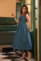 Premium Shimmer Sky Blue Cotton Dress for Wedding and Party Wear