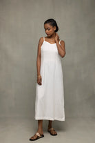 Premium White Silver Stripe Pure Cotton Dress for Wedding and Party Wear