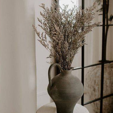 Purple Limonium Natural Dried Floral Decor in Decorative Vase