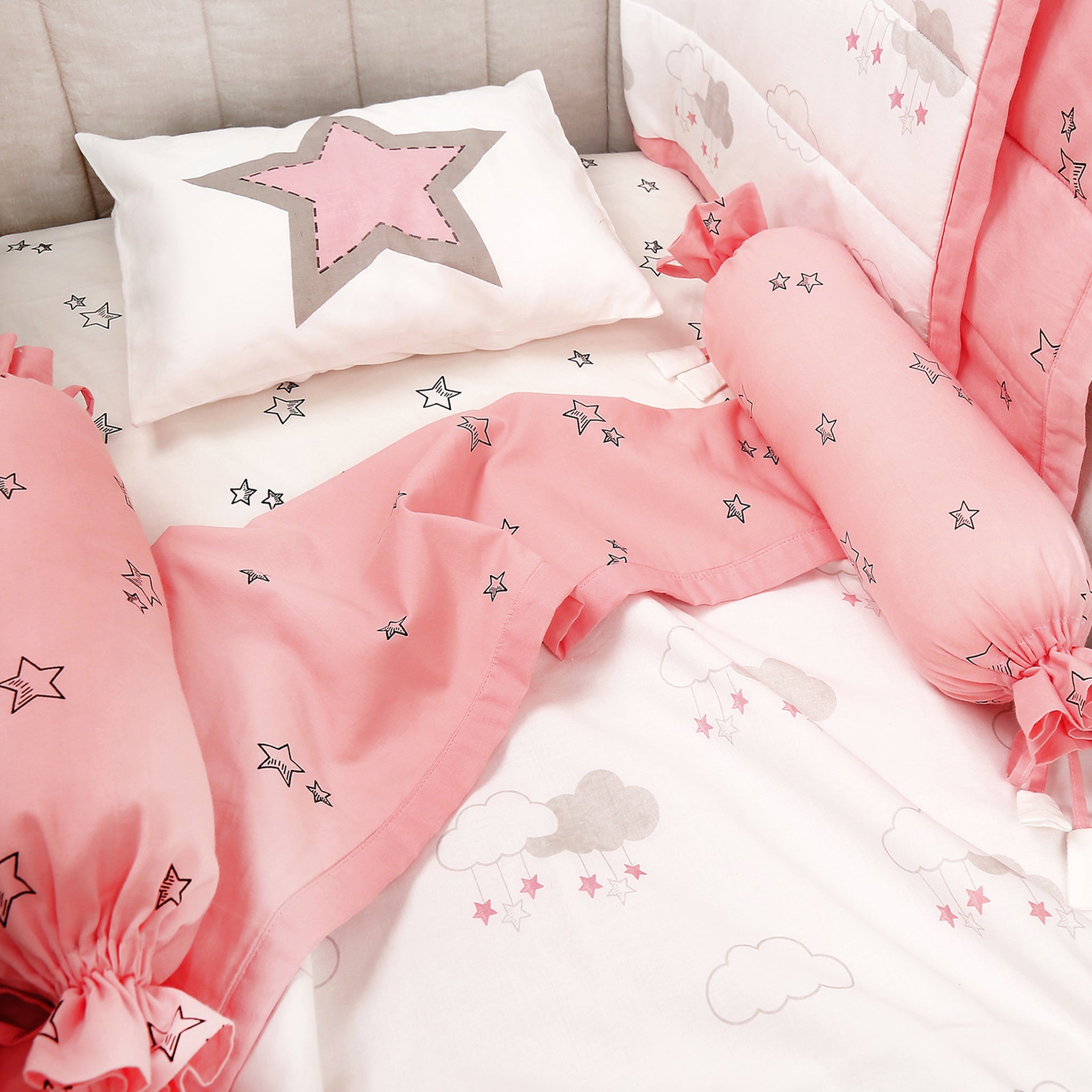 Starry Night - Organic Cot Bedding Set - Oranges and Lemons