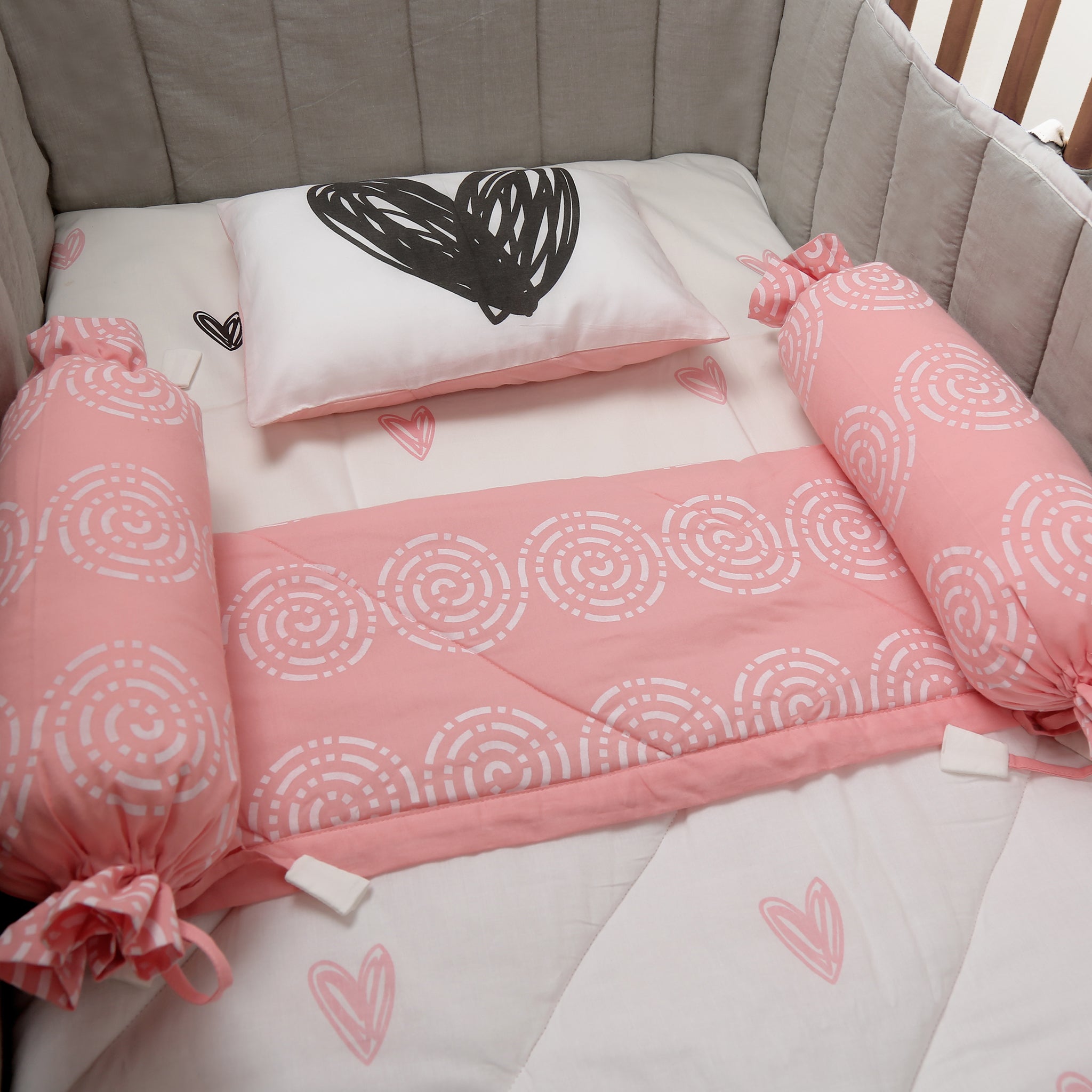 Little Hearts - Organic Cot Bedding Sets - Oranges and Lemons