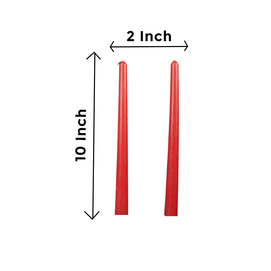 Glass Glow Candle Stand Set – Glass Taper Candle Holders with Red Taper Candles (Set of 2) | - https://artecasa.in/
