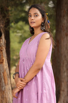 Relaxed Fit Lavender and White Pure Cotton Flared Co-ord Set for Summer Wear
