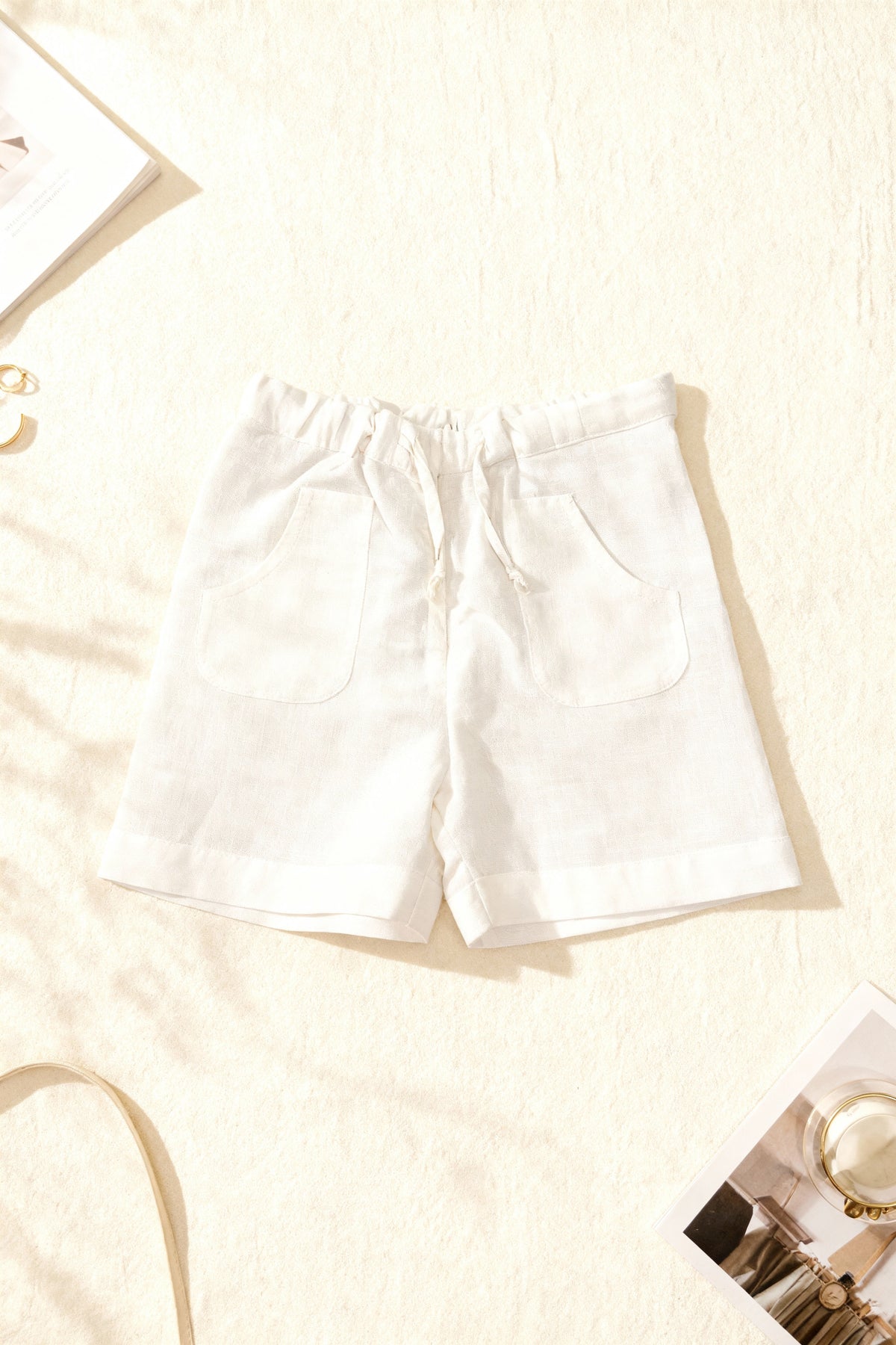 Palermo organic cotton-linen kids shorts front view showing earthy tone and relaxed fit