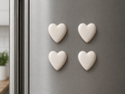 Heart White Ceramic Fridge Magnets (Set of 4) | Minimal Decorative Refrigerator Magnets | ArteCasa - https://artecasa.in/