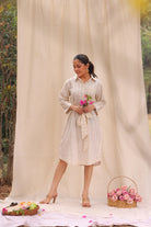 Soft Cream Cotton Shirt Dress for Weekend and Summer Wear