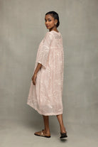 Soft Lavender Purple Mul Chanderi Embroidered Dress for Casual Everyday Wear